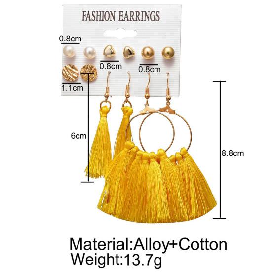 6Pcs/Set Bohemia Women Tassel Hook Earrings Ear Stud Set Jewelry Accessories