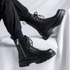 high top motorcycle boots for men luxury fashion genuine leather shoes party nightclub dress cowboy platform boot long botas man