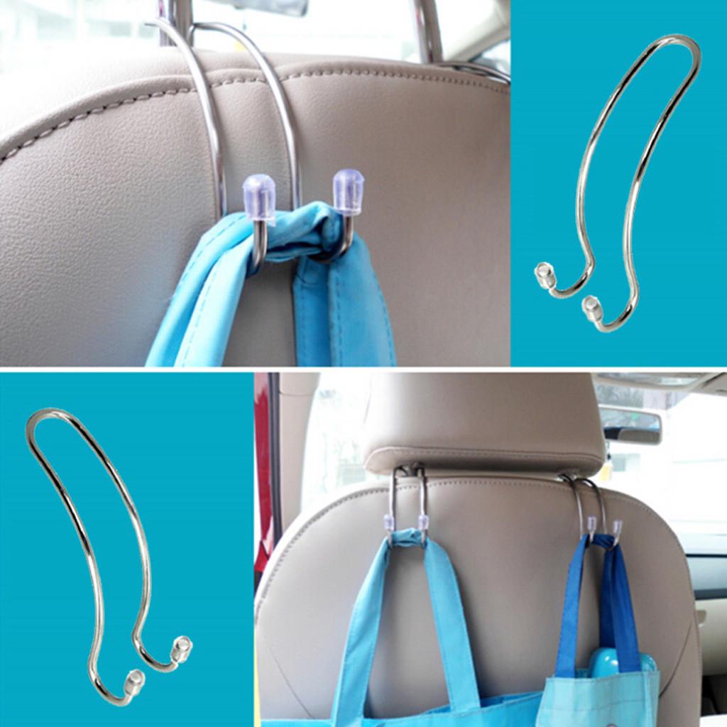 4PCS Edelstahl Sicherheit tragbare Metall Kopfstütze Haken für Auto