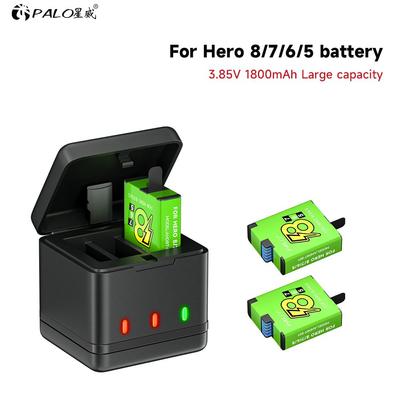 PALO Batterie 1800mAh pour GoPro Hero 8 7 6 5 Pack Batterie Li-ion Stockage Batterie Caméra d'Action pour GoPro Hero8 Batteries Rechargeables