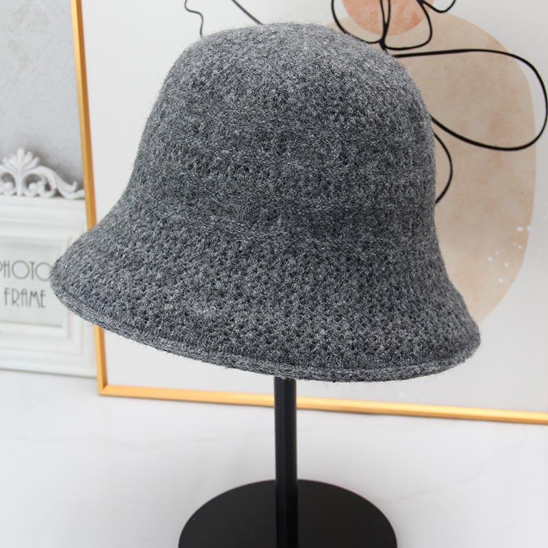 Double-sided wearing knitted wool basin hat women's autumn and winter wool blended warm and cold-proof foreign moisture bucket hat