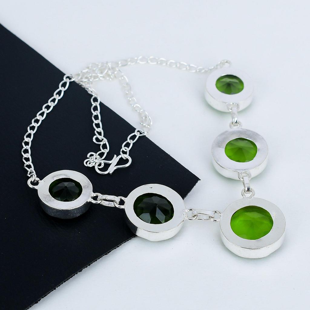 Beautiful Peridot Gemstone Handmade 925 Sterling Silver Necklace, Peridot  Silver Necklace For Wife, Unisex Necklace Wadding Gift