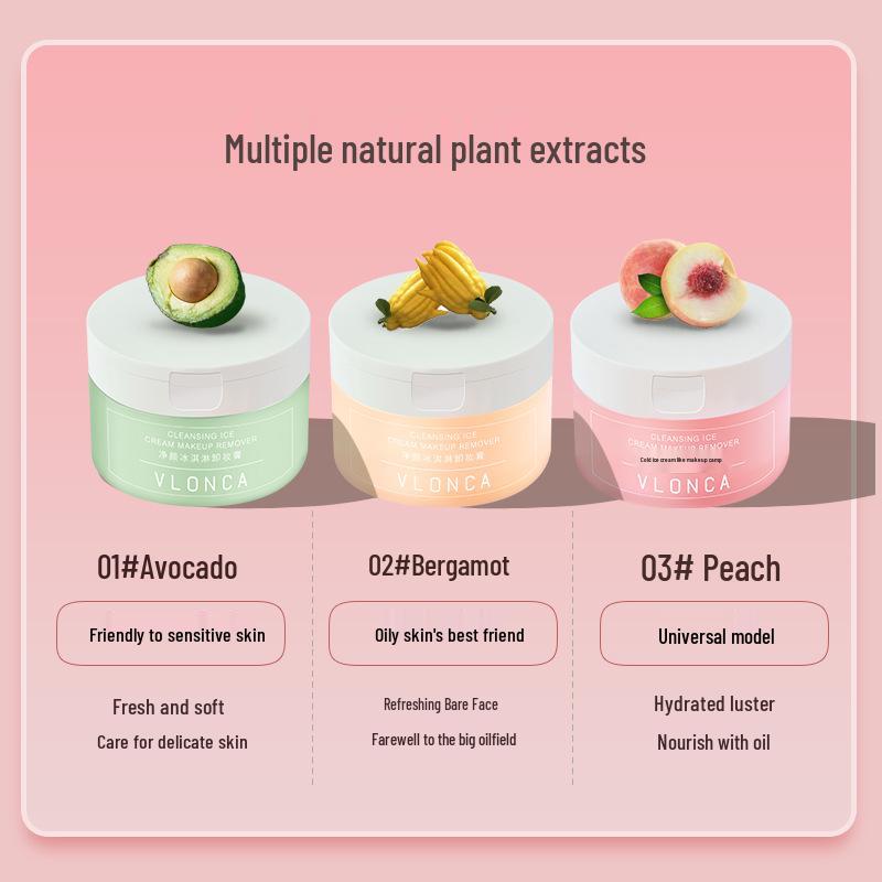 VLONCA Ice Cream Cleansing Balm for Eyes, Lips & Face - Gentle Makeup Remover for Sensitive Skin.