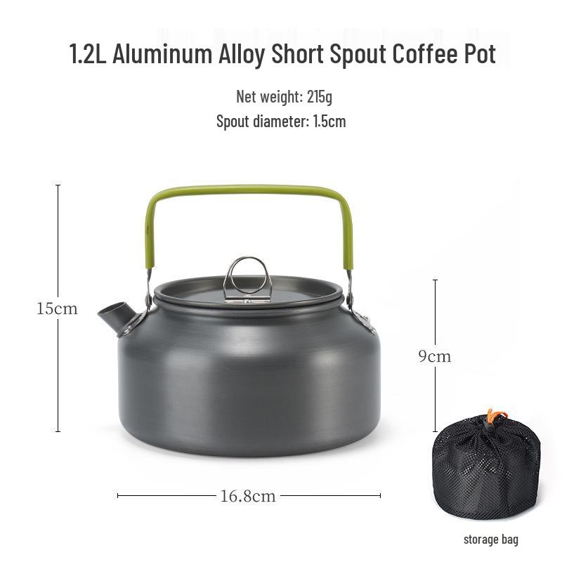Large Capacity Outdoor Ultra-Light Aluminum Teapot Kettle, Portable 1.8L Camping Coffee Pot