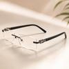 RSINC Rimless Gun Grey Black Frame/Eyeglass/Spectacle For Men & Women ETERNO-70675 50-18-135 Ladies-3 M1 Gun Grey Black