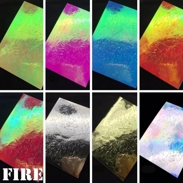 

16 листов, наклейки для ногтей с пламенем/листом, тонкие лазерные серебряные полосы, голографическая наклейка для ногтей с огнем, наклейки для маникюра, 3D украшения для дизайна ногтей 16colors fire