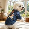 Dog Clothes for Small Medium Dogs Summer Dog Denim T Shirt Soft Breathable Pullover Puppy Costume with Leash Ring