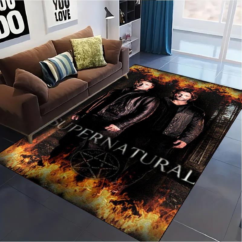 Supernatural Tv Series Poster Carpet Rug for Living Room Bedroom Home Sofa Decoration,Kids Play Non-slip Floor Mat