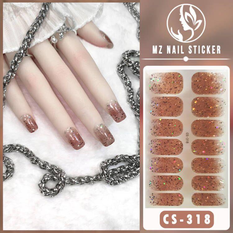 CS Color Green Onion Powder Four-color All-Green Onion No-Bake Gel Nail Polish Film All Ice Flash Nail Polish Film Paper Nail Nail Sticker
