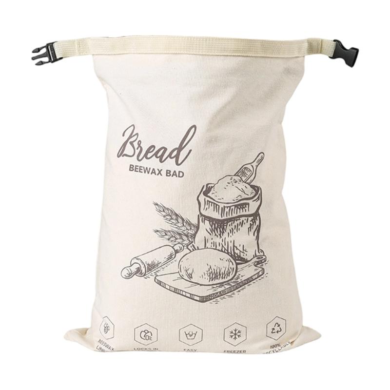 Bees Wax Bread Storage Bag with Elastic Band Food Grade Organic Cotton Wrap For Sourdough Baked Goods Freshness