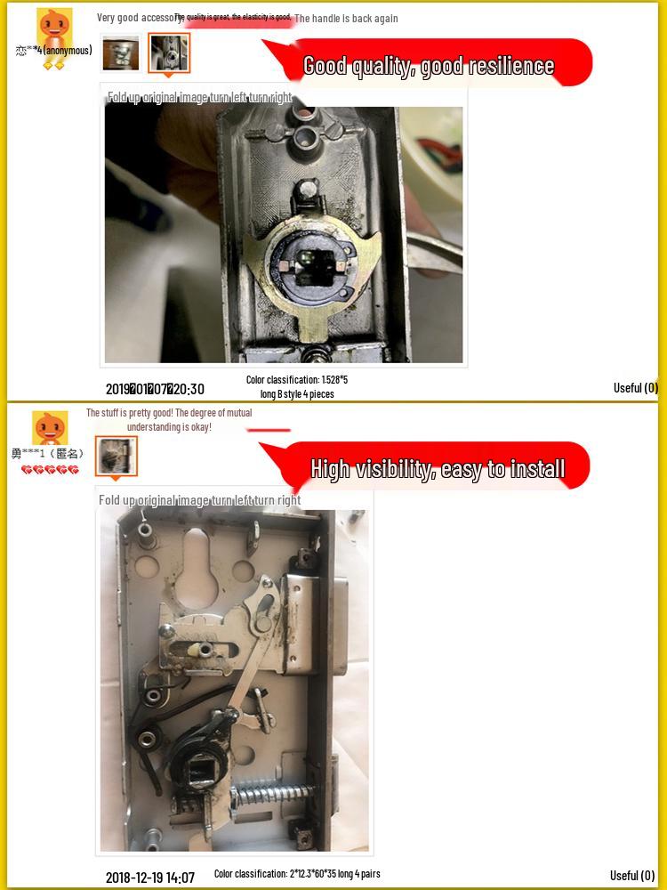 Yellow Anti-Theft Door Handle Torsion Spring for Interior Sliding Doors In Hotels and Bathrooms