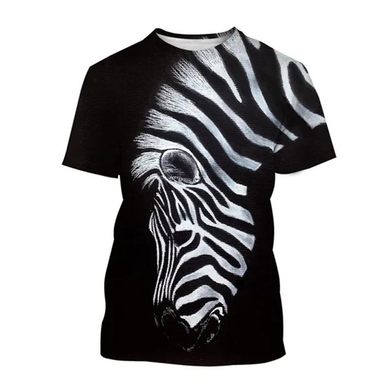 Zebra Animal 3D Printing Breathable Short Sleeve T Shirt Men's Prairie Horse Hip-Hop Style Streetwear Top Streak Zebra T-shirts