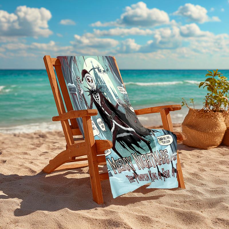 1Pc Nightmare Before Christmas Beach Towel, Quick Dry, Multi-Use for Beach Pool Gym Yoga Home Travel, Christmas, Halloween, Xmas Gift S49