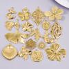 6pcs Real Gold Plated Flower Wings Tree Feather Leaf Fashion Pendant Stainless Steel Charms For Jewelry Making Supplies Material