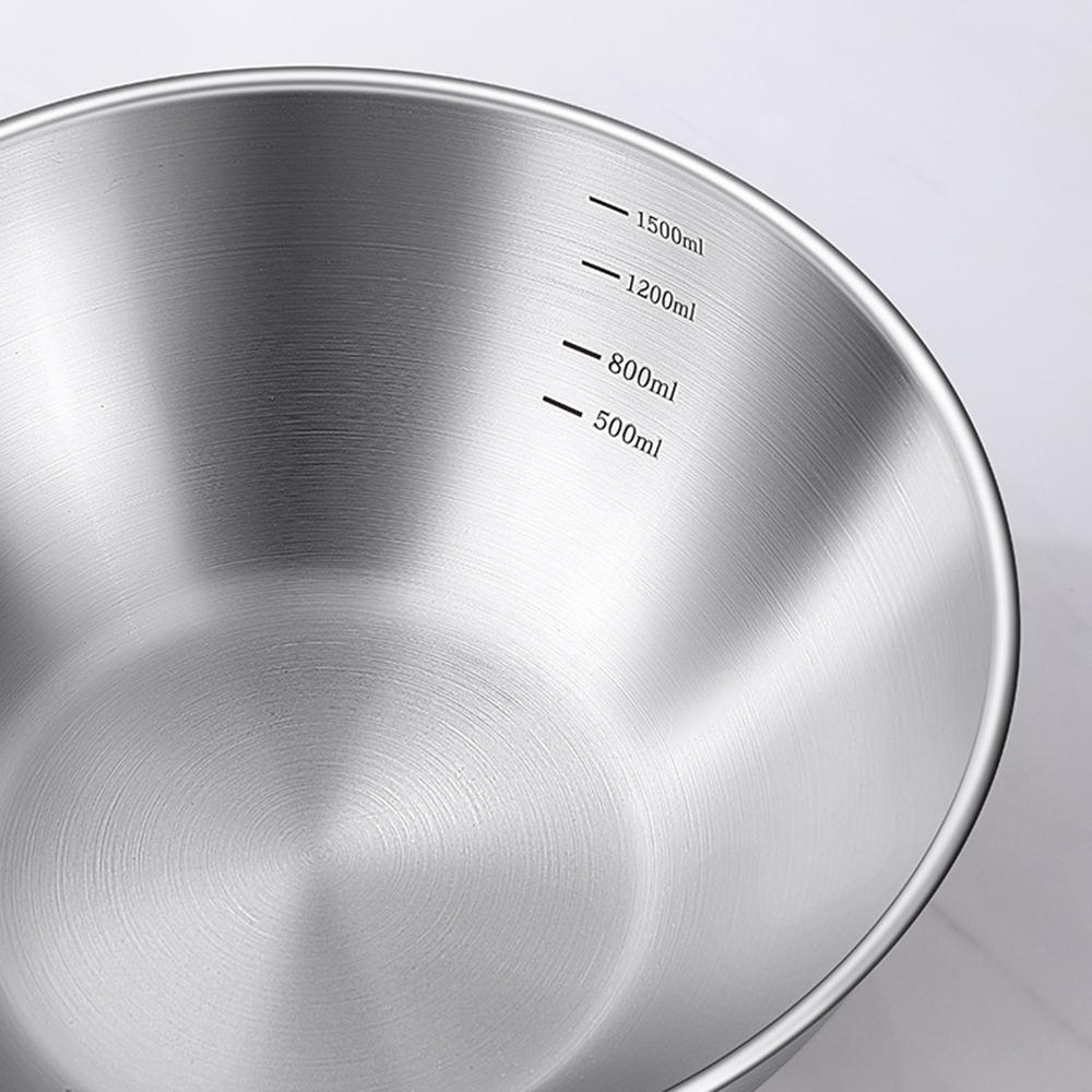 19cm+22cm+24cm+26cm 4Pcs Salad Bowl Stainless Steel 304 Mixing Bowl with Measurement Markings for Kitchen/Baking (No FDA)