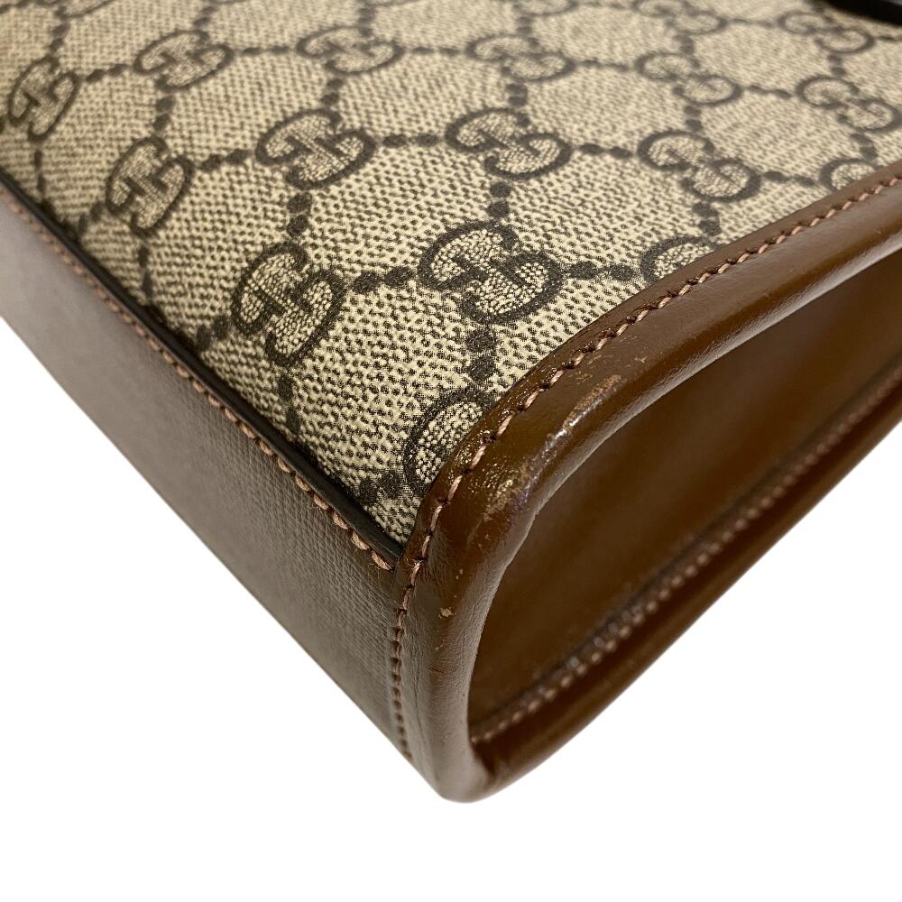 Gucci Interlocking G Mini Tote Shoulder 2WAY GG Supreme PVC Handbag Brown PVC Women Used