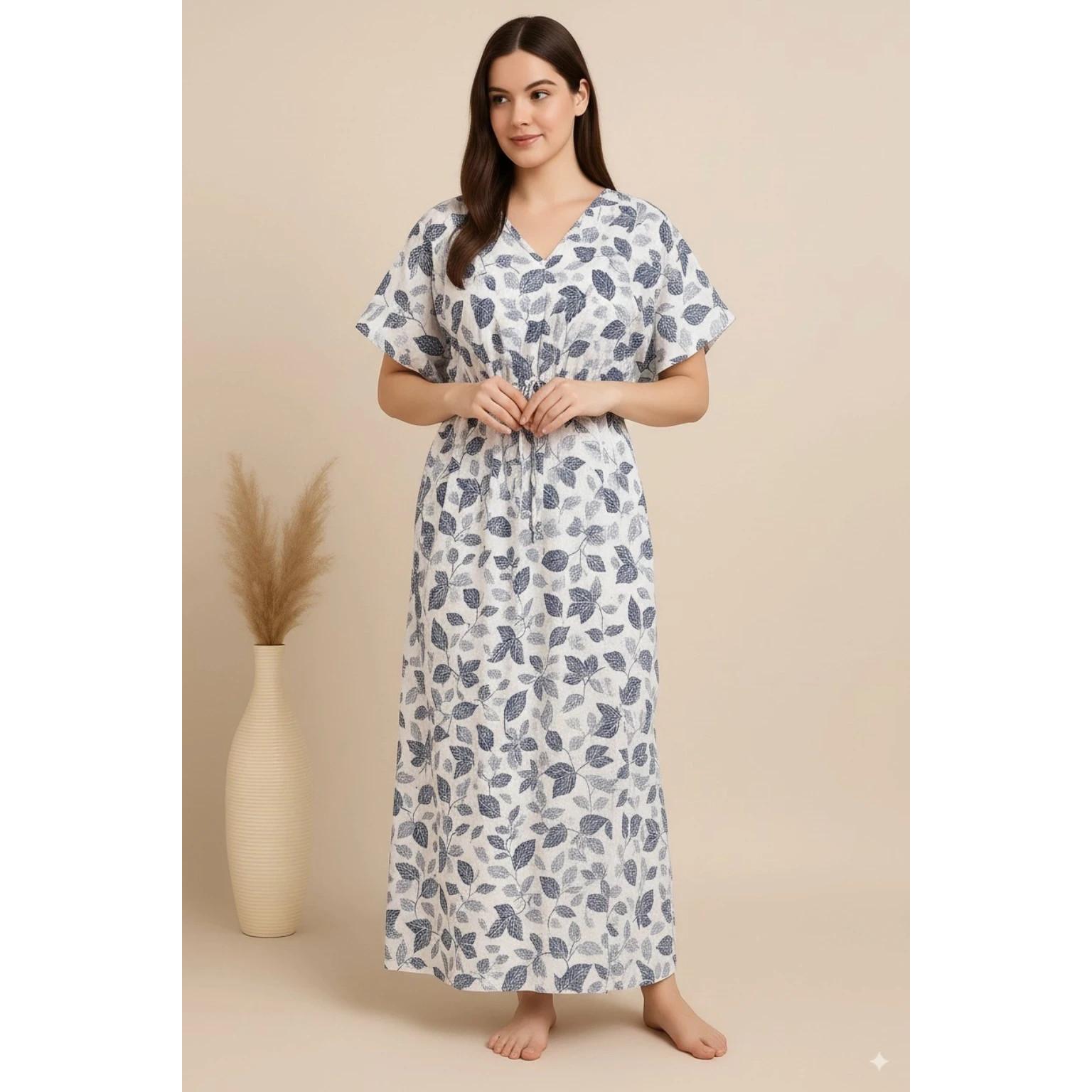 

Women Designer Kaftan Night Gown Set Indian Beautiful Sleepwear Nighty Dress 2XL-48
