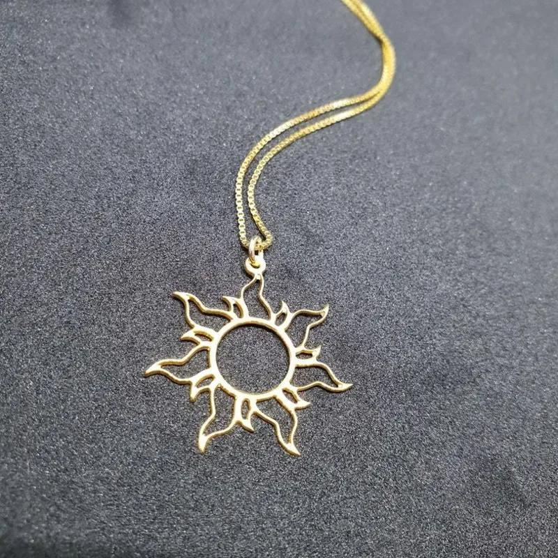 

New Stainless Steel Necklace Ethnic Sun Totem Pendent Necklaces for Charm Women Birthday Fashion Jewelry Collares Accessories золотий