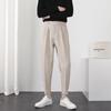 Fashion Men Casual Pants Elastic Waist Small Feet Slim Korean Style Pleated Tapered Male Blazer Pants
