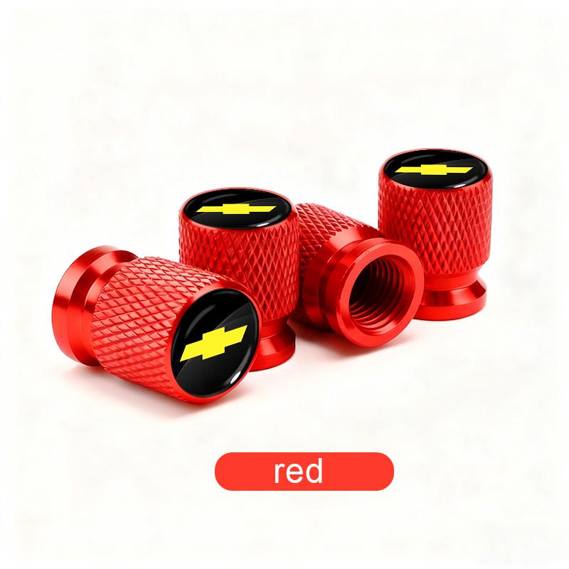 4pcs Car Wheel Tire Valve Caps Aluminum Airtight Covers Fit Chevrolet Silverado Impala Malibu Equinox Cruze Camaro Blazer Aveo