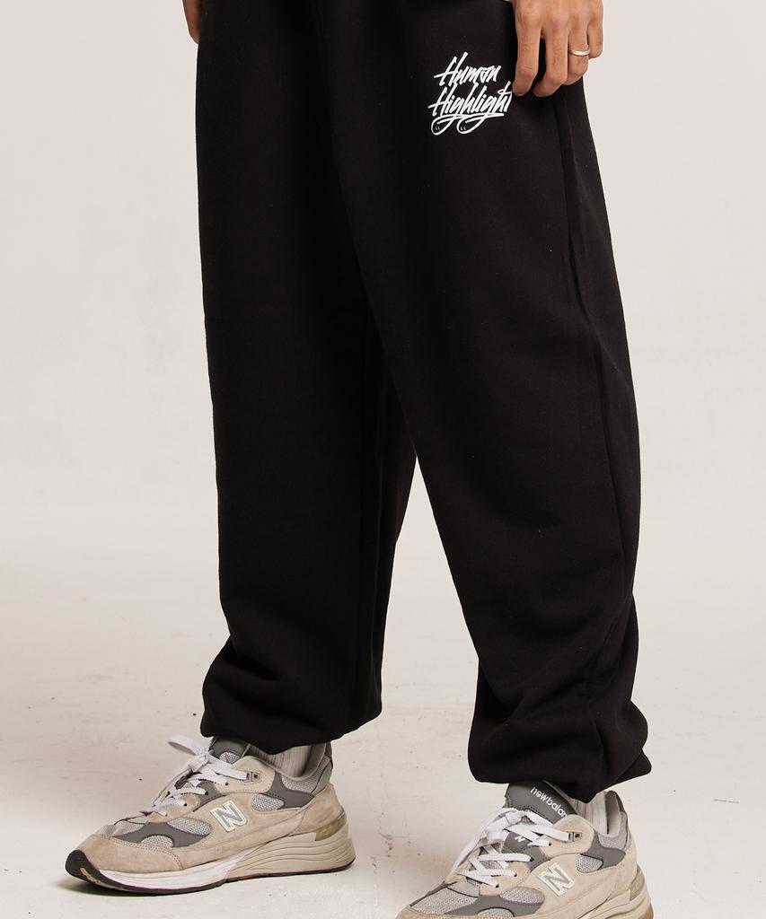 CREAM SODA LAB Human Highlight Logo Jogger Pants Black White