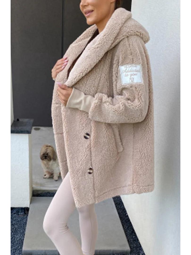 

Жіноча плюшева вільна куртка-пальто з капюшоном Осінь/Зима 2024 Європейська та Американська Small абрикосовий