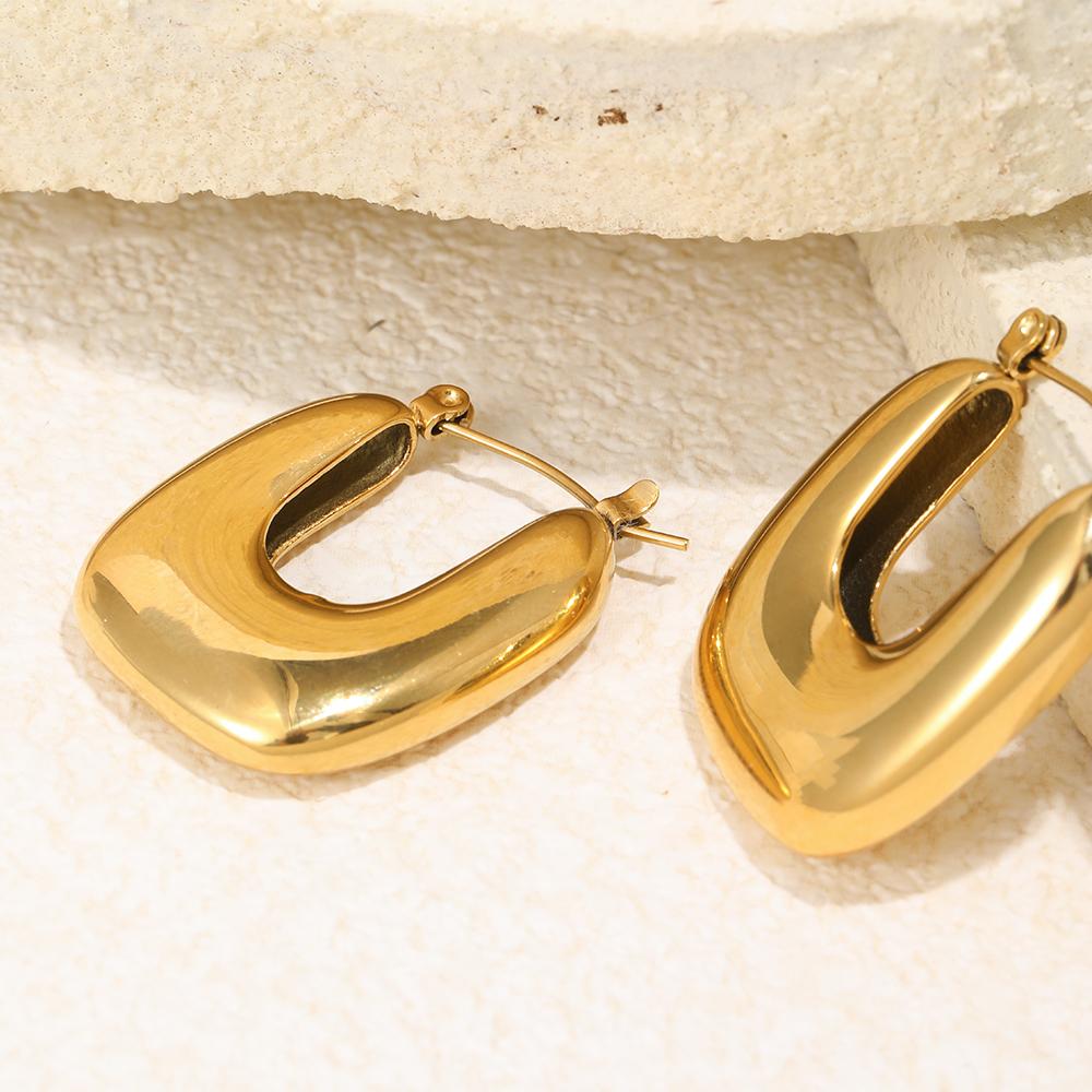 MamacitaSlay 316L Stainless Steel U-Shaped Hoop Earrings 18K Gold Plated Waterproof Jewelry Women's Classic Earrings 2026 Gift