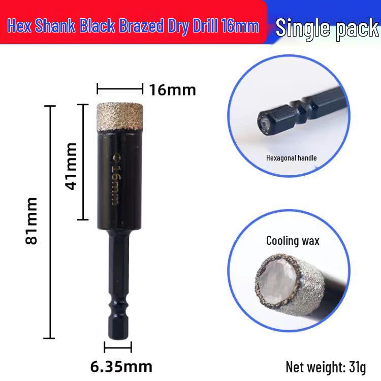 Diamond Hex Shank Glass & Tile Dry Drill Bit