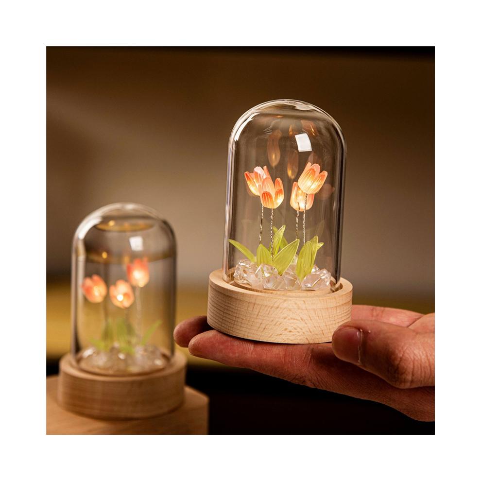 Tulpen Nachtlicht Handgemacht DIY Zimmer Schreibtischlampe-Blau