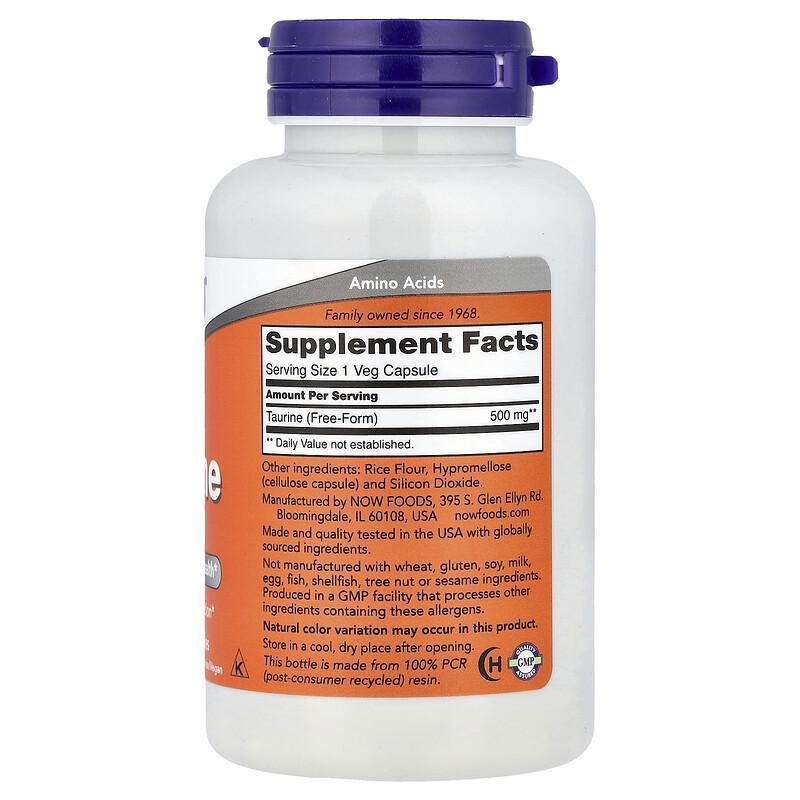 Taurine, 500 Mg, 100 Veg Capsules