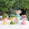 Decorative Flower Pot Featuring Resin Girl Figurine, Suitable for Office