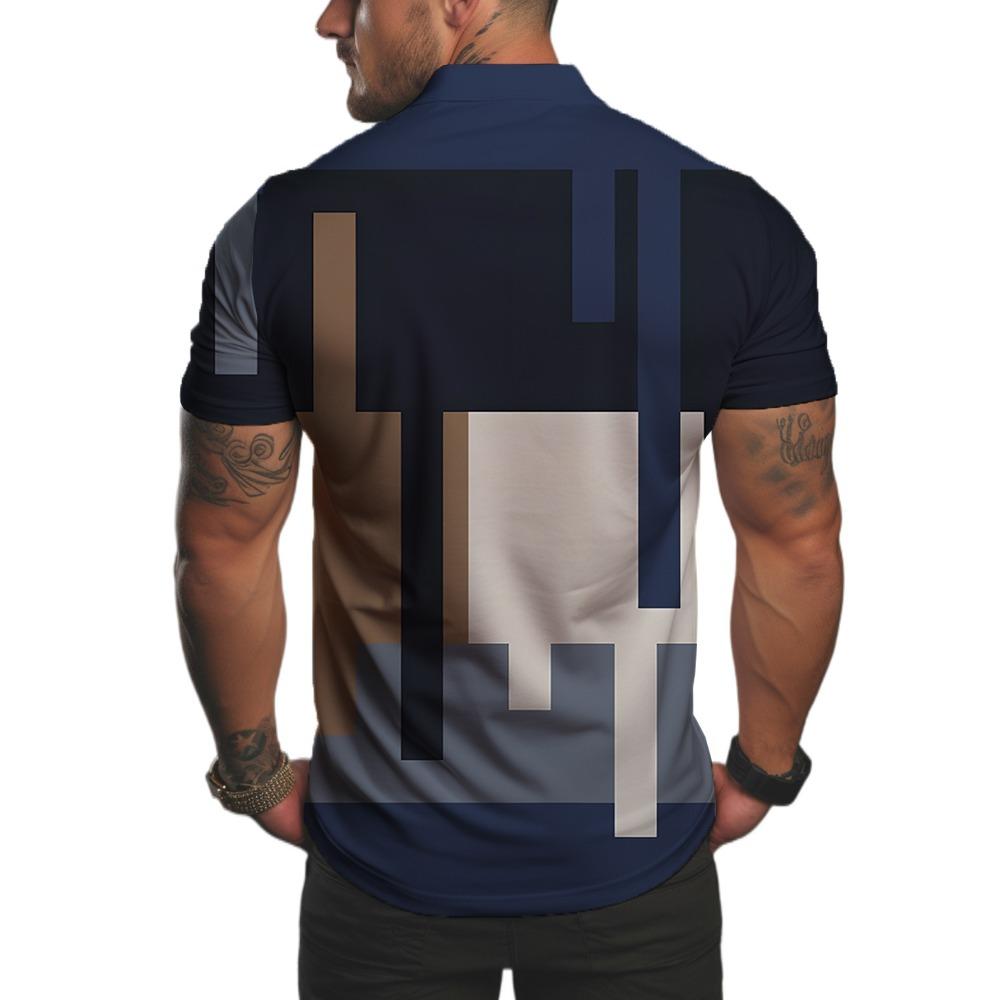 Men's Daily Breathable Shirt Summer Lapel Digital Printing Loose, Quick-drying, Comfortable and Versatile for Play