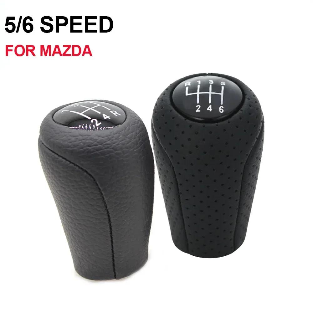 Leder 5/6-Gang Schaltknauf für MAZDA 3 BK BL 5 CR CW 6 II GH CX-7 ER MX-5 NC III 23 MT Leder Schalthebel Arm Headball