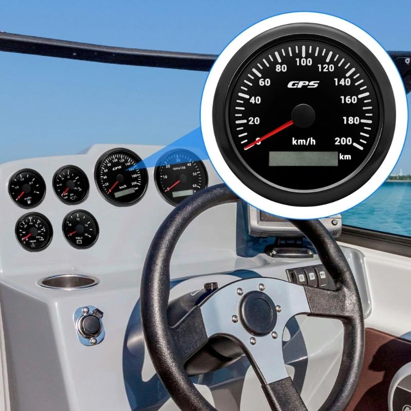 Large Screen Speed Gauge Meter 200km/h Odometer With Waterproof ABS Plastic For Marine Vehicles Boats Trucks Motorcycles