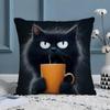 Einfaches Cartoon Fellige Katze Muster Kissenbezug Komfort Sofa Bett Seidig Elegant Unsichtbarer Reißverschluss Kundenspezifisch Dekorativ b
