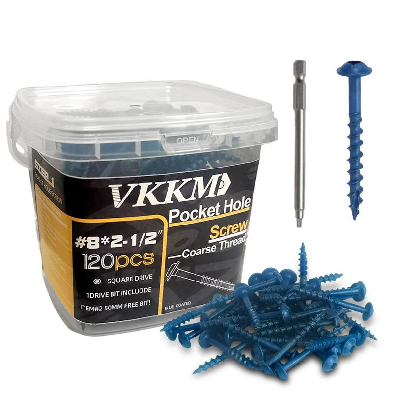 

VKKM 25-64мм Самонарезающие винты с потайной головкой и квадратным шлицем с синим покрытием подходят для деревообработки, металла и пластика Blue