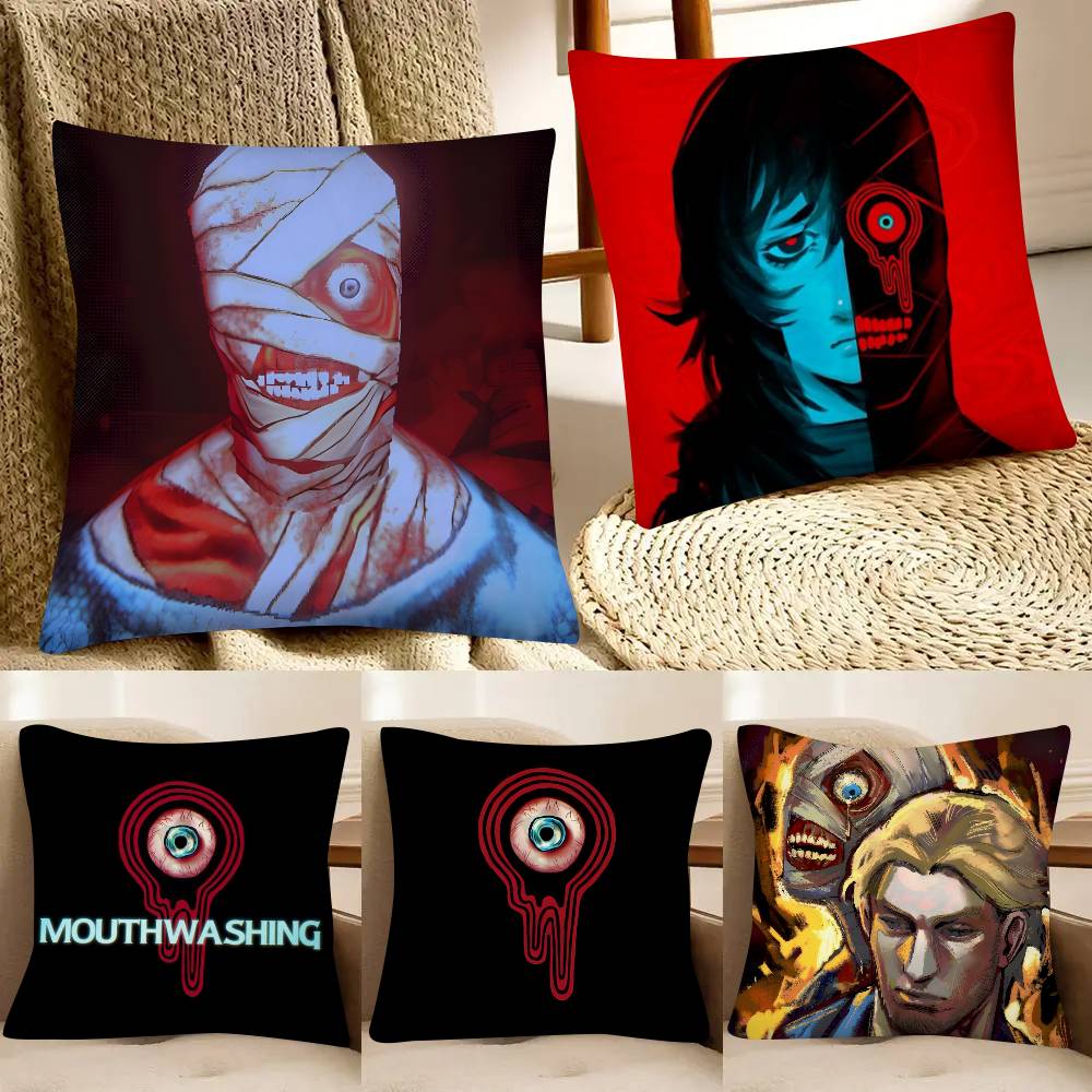 Horror Game Mouthwashing Pillow Case Fashion Square Pillowcase Bedroom Sofa Room Ins Decoration Leisure
