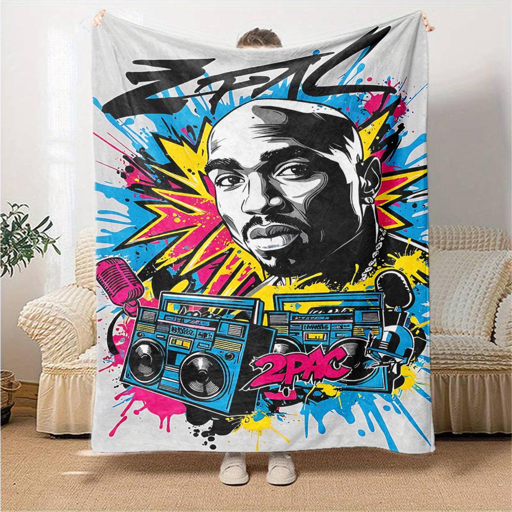 1pc 2PAC Boombox Themed Printed Soft and Comfortable Home Blanket, Small Throw Blanket, Nap Blanket, Suitable As a Gift L051
