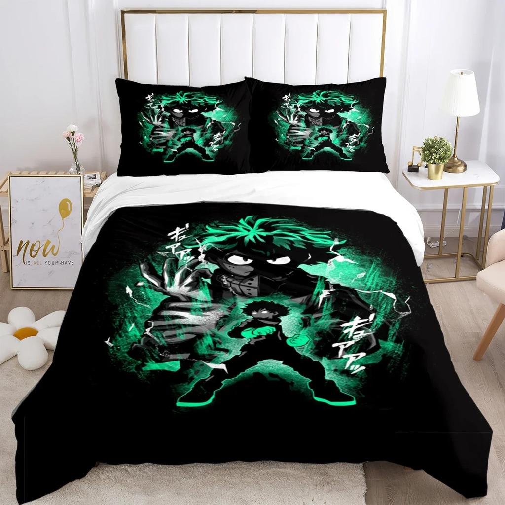 Pościel z nadrukiem anime My Hero do sypialni Miękkie nowoczesne narzuty Wygodna poszewka na kołdrę dla dzieci Poszewka na kołdrę i poszewka na poduszkę