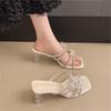 Fashion Slippers Casual Female Shoes Butterfly-Knot Square heel Slides Women Heels Jelly Flip Flops Luxury 2025 Summer Block High