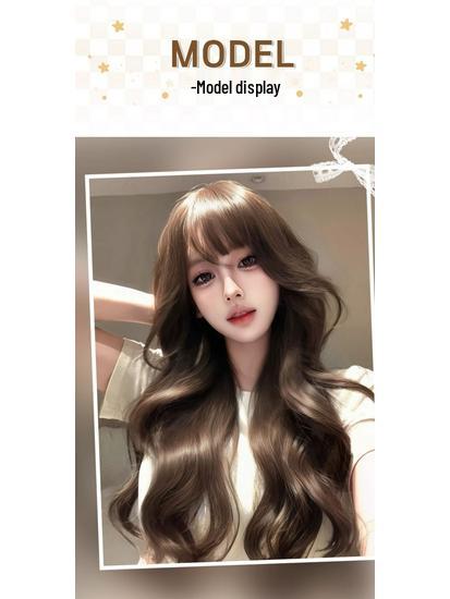 Big Wave Women's Long Curly Wig - Natural Look, Middle Part, Autumn/Winter Style