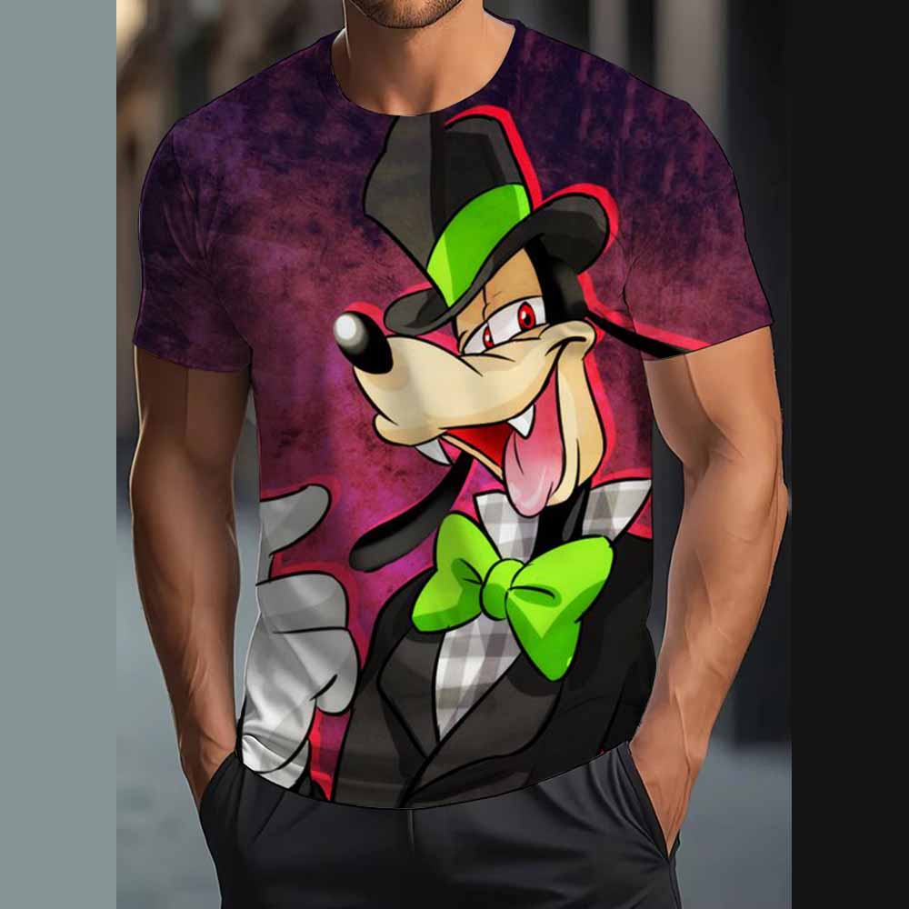 Vintage T-Shirt For Men Disney Goofy Fun Print Tee 3D Printing Casual Round Neck Shirt Harajuku Oversized Men's Clothing Tops