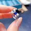 925 Sterling Silber Ring mit natürlichem blauen Saphir, Schlichter Stil, Kleine Größe 4x5