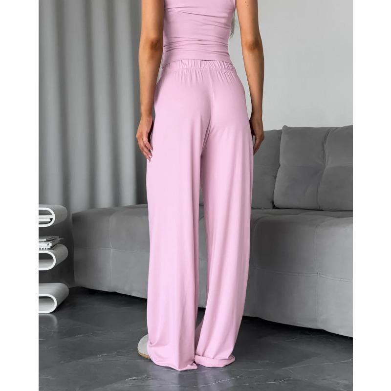 European and American Summer New Pink Milk Silk Short Sleeved Pants, Pajamas, Hair Extensions, Women's Home Clothes
