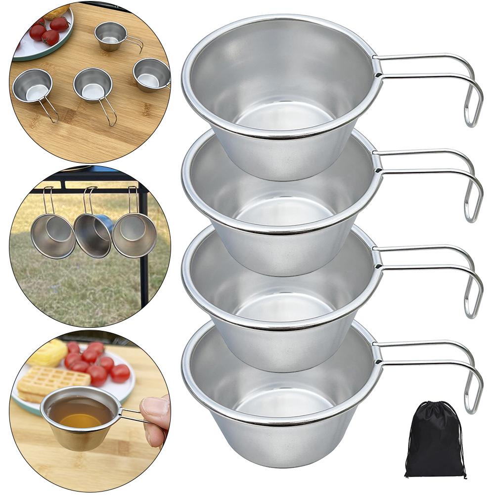 40ml Camping Sierra Cup with Handle Stainless Steel Mini Sierra Cup Camping Tea Cup for Outdoor Camping Hiking Backpacking