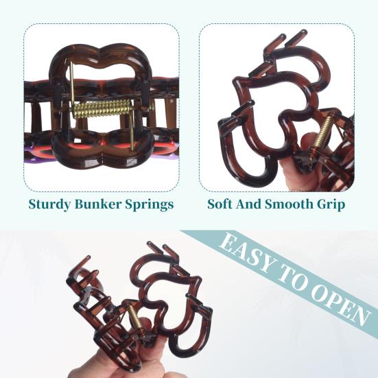 Heart-Shaped Hair Claw Non-slip Teeth Hollow Design Hairpin Large Size Back Head Shower Hair Claw Hair Styling Accessory