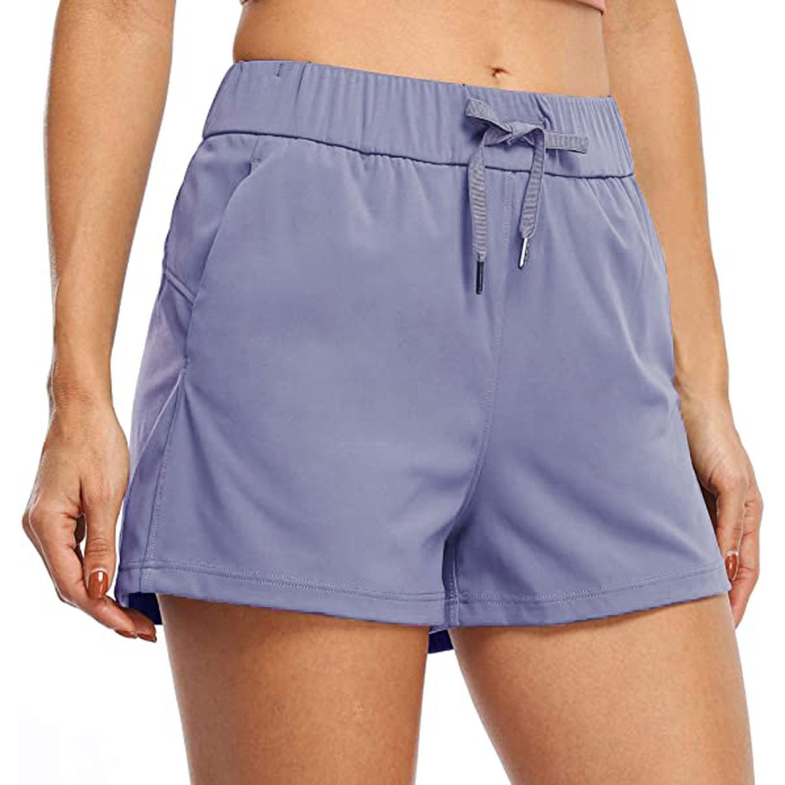 

Модные женские спортивные однотонные свободные повседневные шорты с карманами и штаны для йоги L