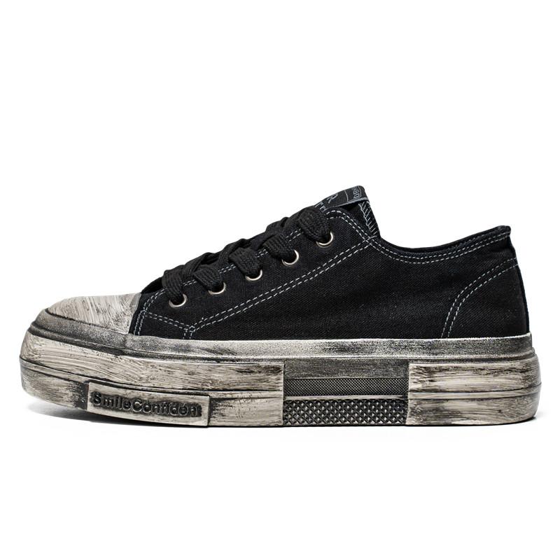 Black Four Seasons Men's Cloth Shoes Fashionable retro Make dirty style Leisure Outdoor Party Street walking youth shoes