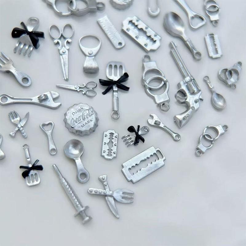 3D Nail Mold Silicone Tableware Handcuffs Funny Toys Resin Manicure Charms Molds For Diy Halloween Accessories Nail Parts Tools