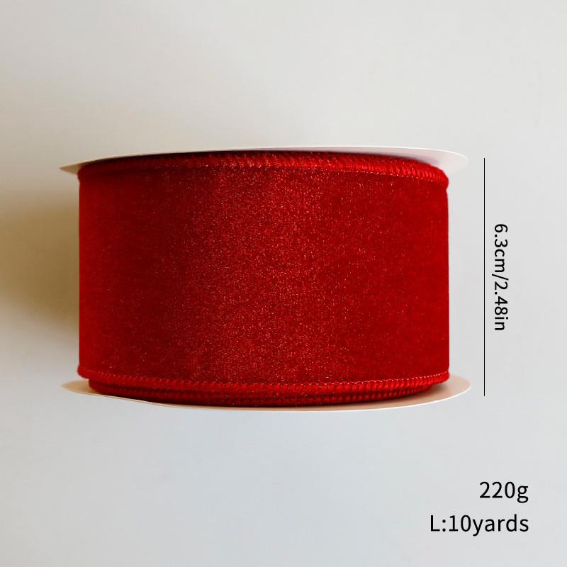 Ribbon Christmas Velvet With Solid Color Design For Scrapbooking And Gift Decor
